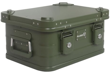 Alubox Caisse en aluminium verrouillable - Boîte de rangement de qualité supérieure - Couvercle avec coins empilables en aluminium moulé sous pression et joint en caoutchouc - Avec serrures - Vert