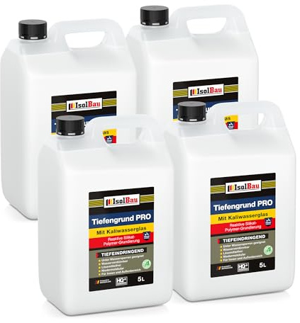 Isolbau Tiefengrund PRO Grundierlösung - 20 L Reaktive Silikat-Polymer-Grundierung mit Kaliwasserglas für professionelle Grundierung Innen & Außen
