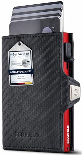 SF SCOFIELD Duality Classic Slim Wallet ohne Münzfach | Kartenetui Herren für 9-10 Karten | Geldbeutel Portemonnaie mit RFID Schutz | Wallets for Men | Kreditkartenetui