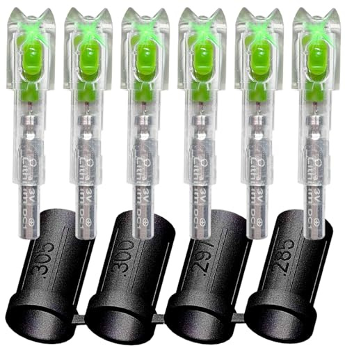 sntxmy 6-Pcs Crossbow Bolts Lighted Nocks Lights Up Automatically with Bushings for (.285/.297/.300/.305)
