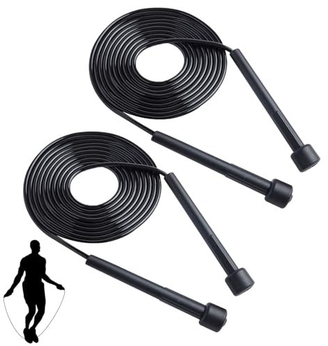 Skipping Ropes for Adults Adjustable Pack of 2, Speed Jumping Rope with Non Slip Handle for Men, Women and Kids,9FT Jump Rope for Exercise Boxing Fitness Training Jumping Gym Workout Fat Burn-Black