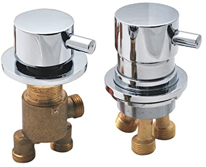 Chrom Messing Duscharmatur mit Umsteller G1/2 Anschluss für Kalt- und Warmwasser Bad Dusche Mischbatterie Armaturen Zweiteiliges Set