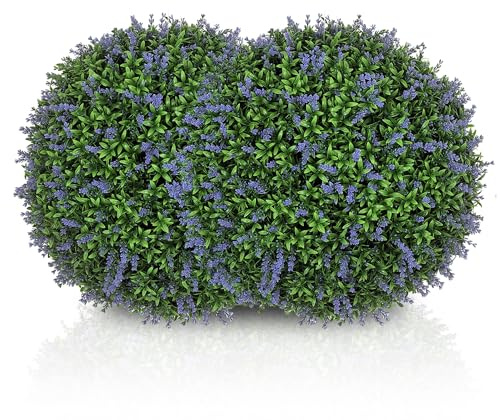 HOMCOM Lot de 2 Boules topiaires artificielles de 42 cm, Fausses Plantes décoratives Lavande résistantes aux UV, décoration pour intérieur et extérieur Maison Bureau Porche Balcon Mariage