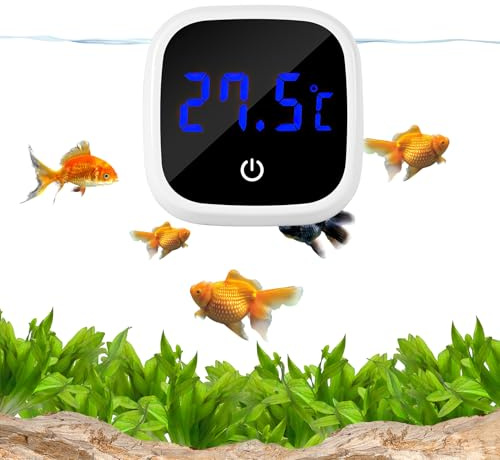 LED Touch Display Digital Aquarium Thermometer, High Precision Stick-on Fish Tank Temperature Gauge, ±0.5°C Accuracy, Energy-Saving, for Fish and Reptile Tanks