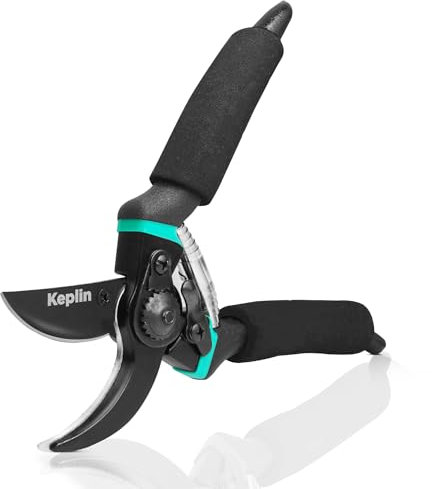 Keplin - 8 Garden Secateurs | Titanium Steel Blades, Drop Forged Aluminum Handles, Non-Slip Grip | Heavy Duty Pruning Shears for Gardening, Tree Branch Cutter with Sap Groove, Rust-Resistant