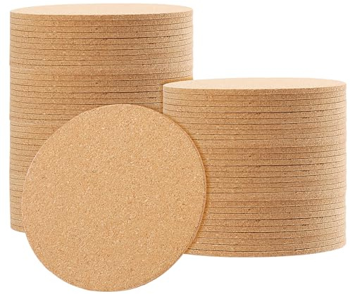 SEUICYNE 70 Stück Untersetzer Set Kork 10cm x 3mm, Runde Topfuntersetzer Glasuntersetzer Gläse Korkuntersetzer für Restaurant Haus Bar Büro