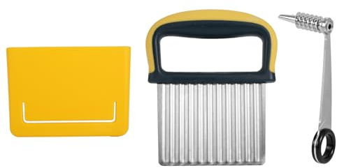 Coltello Ondulato e Affettatrice a Spirale, Acciaio Inossidabile Tagliapatate Coltello Ondulato per Patate Carote Verdure Guarnizioni per Alimenti da Cucina e Preparazione di Insalate