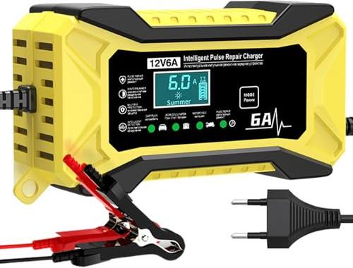 Arrancador De Batería para Coche | Portátil 12V Mantenedor Inteligente De Acumulador - con Pantalla LCD y Compensación de Temperatura para Generador y Uso en Carretera