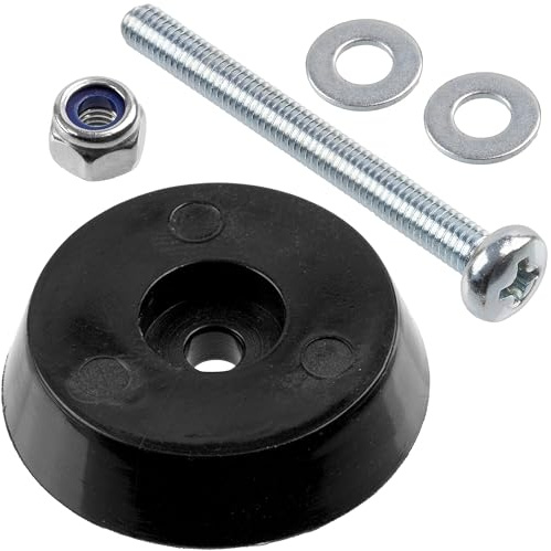 AERZETIX - Kit mit 4 runden Möbelgleitern Ø25x6mm aus Kunststoff schwarz + 4 Metallschrauben M3x20mm + 4 Sicherungsmuttern M3 + 8 Unterlegscheiben für Bolzen M3 für Möbelbeschläge