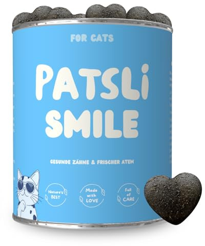 Patsli Smile | 6-in-1 Zahnpflege Snacks für Katzen | Zähne & frischer Atem | Tierärztlich entwickelt | Ergänzungsfuttermittel | Kann Maulhygiene, Zähne & frischen Atem unterstützen | Hohe Akzeptanz