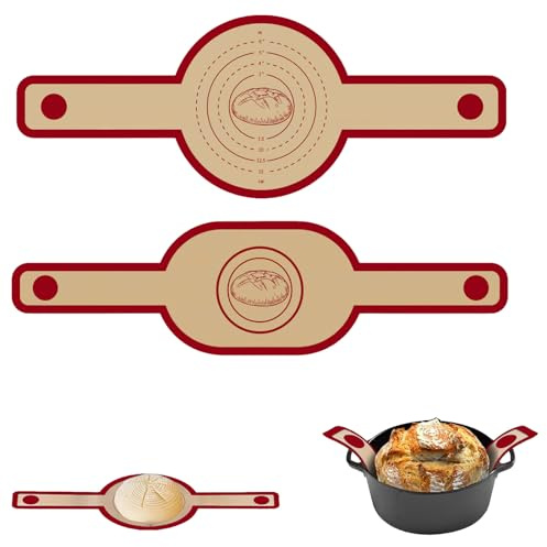 2pcs Tapis de Cuisson en Silicone,Tapis de cuisson pain pour Dutch Oven,Élingues a Pain avec Longues Poignées,Antiadhésif&Facile à Nettoyer,Réutilisable pour Gâteaux,Biscuits,Pizzas