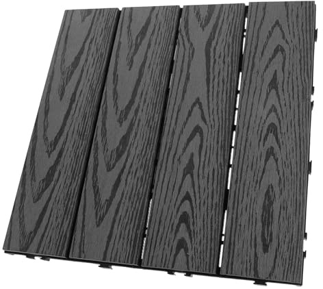 Zerodeko Baldosa para Suelo Exterior de Plástico Madera Patrón, y Fácil de Limpiar, Adecuado para Patio y Suelo de Terraza Elegante