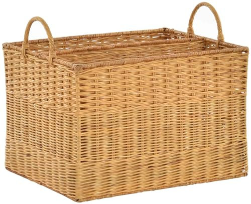 Praktischer Zeitungsständer/Quadratischer Magazinsammler aus natürlichem Rattan in der Farbe Honig