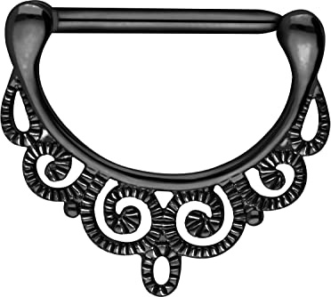 PIERCINGLINE Chirurgenstahl Nippelpiercing Clicker | ORIENTALISCHES DESIGN | Piercing Brust Nippel Brustwarze | Farb & Größenauswahl