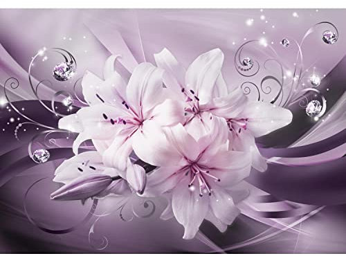Runa Art Fototapete Blumen Lilien 352 x 250 cm Vlies Tapeten XXL Moderne Wandtapete Wohnzimmer Schlafzimmer Violett 9433011b