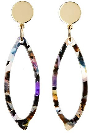 Boucles d'oreilles clips - plaque or avec acrylique multicolore - Ebbi M par Bello London