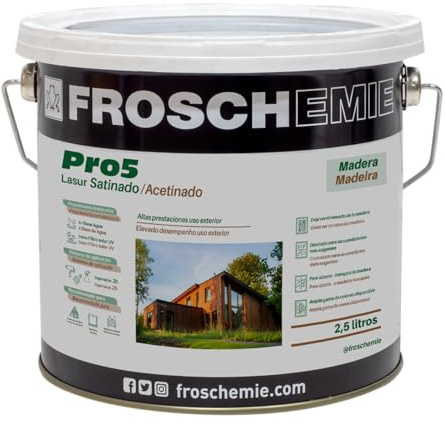 Pro5 201 Blanco 20 litros Lasur Protector Decorativo de Madera exterior en Base Acuosa Ideal para Acabados Satinados, Excelente Penetración, Durabilidad, de Secado Rápido e Impermeable