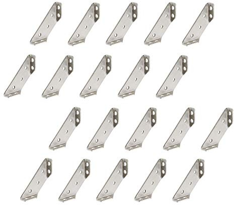 LIKERAINY 90 Grad Winkelverbinder 50x50mm Winkel Klammern Dreieck Form Ecke Klammer Edelstahl Möbelverbinder Winkel Verschluss Stuhl Regal-Stützverbinder 20 Stück