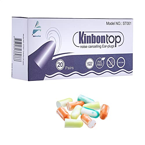 Kinbontop Schaumstoff-Ohrstöpsel, 35 dB SNR (Dämmwert), Lärmreduktion, Gehörschutz, (20 Paar)