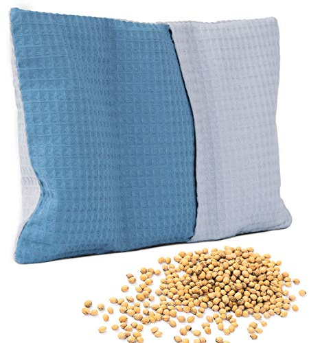 Amilian Kirschkernkissen ca. 20 x 30cm Wärmekissen Wärmekompresse Körnerkissen Kirschkernsack Kirschkern Kissen für Kinder Erwachsene ideal als Massagekissen Kältekissen Waffel Grau Dunkelblau