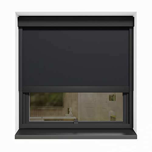 CLIP'N'SHADE Grau - Aussenrollo gegen Hitze, Jalousie, Sichtschutz und Abdunkelung für Fenster, Hitzeschutz Rollo ohne Bohren (Breite: 60 cm, Höhe: 60-90 cm, Transparent)