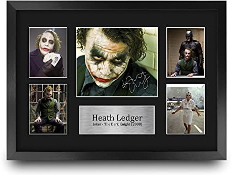 HWC Trading FR A3 Heath Ledger Joker Presents gedrucktes signiertes Autogrammbild für Film-Fans – A3 gerahmt
