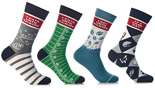 40YARDS amerikansk fotboll nedräkning strumpor för Game Day [4 par strumpor] – unisex, en storlek (en storlek: 37–46), flerfärgad, one size
