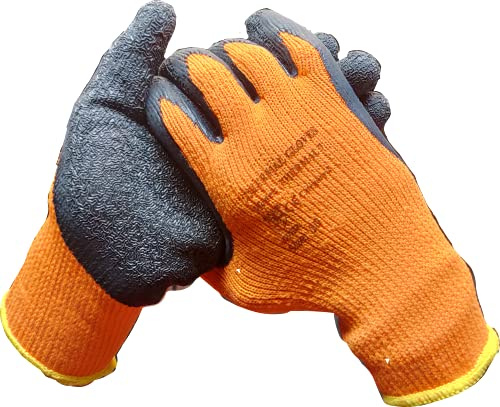 Supreme TTF 6 Pairs Orange Black Thermal Gloves Cold Store Freezer Work Gloves Hi Viz/Vis Gloves High Visibility (Large - 9)