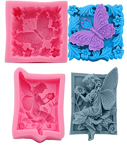 2 Stücke Engel Silikon Seifen Form, Schmetterling Silikonform, Engel Handgemachte Seifenformen, Torten Schokolade Keks Silikonformen Backen Mould Tortedeko