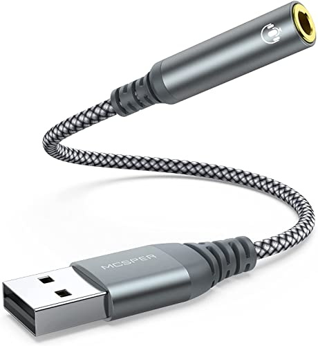 (2-PACK) USB to 3.5mm Jack Audio Adapter,External Sound Card USB-A to Audio Jack Adapter with Aux Stereo Converter Compatible with Headset,PC Windows,Laptop Mac, Desktops, Linux, PS4 and More Device