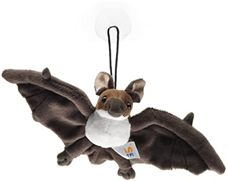 Uni-Toys - Fledermaus - braun-weiß - Mit Saugnapf - 23 cm (Breite) - Plüschtier, Kuscheltier