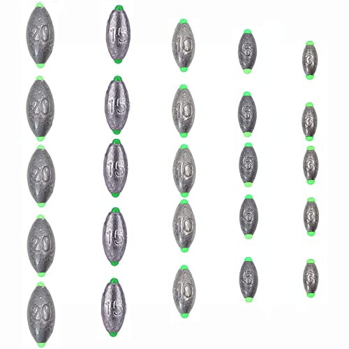 25 Stück Blei Drop Shot Jigköpfe, Gewichte Angelausrüstung Kit, Silber Dropshot, für Süß- und Salzwasserfischen, Einheitsgröße, Ygde-2710