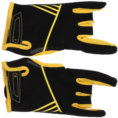 Beavorty Professionelle rutschfeste Bowlinghandschuhe Linke Rechte Handschuhe Sporthandschuhe Fäustlinge Bowlingzubehör 1 Paar Gelb S/M