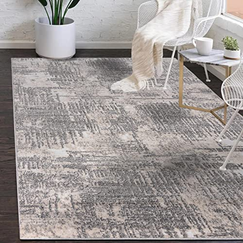 Mazovia Modern Abstrakt Designer Teppich - Kurzflor - Weich Teppich für Wohnzimmer, Esszimmer, Schlafzimmer - ÖKO-TEX Wohnzimmerteppich - hell Creme Grau 160 x 220 cm