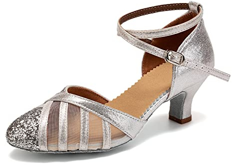 TINRYMX Latin Tanzschuhe für Damen Geschlossen Salsa Tango Performances Ballsaal Tanzschuhe,Modello-DY105