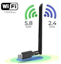 CORN 1300Mbps USB WiFi Adapter for PC, Dual Band 2.4G/5.8G High Gain 5dBi Antenna Wireless Network Dongle, USB 3.0, Support Windows 11/10/8/7/Vista/XP, Mac OS 10.9-10.15