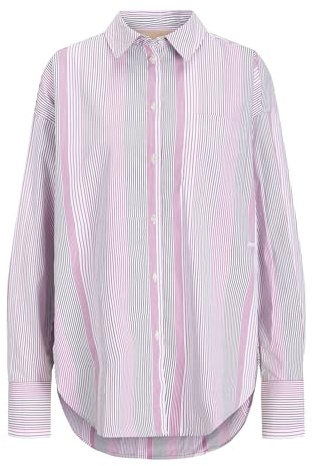JACK & JONES Jxjamie LS Relaxed Poplin Shirt WVN Noos, Fucsia Rojo/Rayas: Multi, M