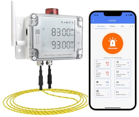 UbiBot détecteur de fuites d'eau WiFi et Ethernet, alertes de fuites et de Gouttes, Surveillance et contrôle des fuites 24/7, Affichage de la localisation des fuites en Temps réel