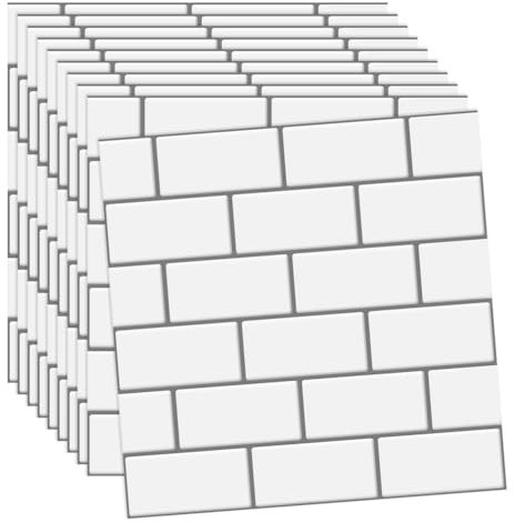 ACBAGI Self Adhesive Wall Tiles Stickers for Kitchen and Bathroom Stick on Tiles Peel and Stick Backsplash Tile Stickers (10PCS 12Inch*12Inch*, Shiny White)