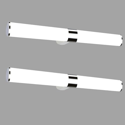 Homefire 2ER LED Spiegelleuchte Bad Spiegellampe Badleuchte Wand 60CM Chrom | Wandlampe Wasserdicht IP44 Wandleuchte Neutralweiß 4000K Feuchtraumleuchte Modern für Badezimmer Keller Küche Badschrank
