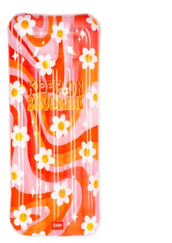 LEGAMI - Luftmatratze, aufblasbare Einzelmatratze, rosa, Blumen mit Glitzer, 2 Luftkammern, inklusive Selbstklebendem Aufnäher für kleine Löcher, trägt bis zu 90 kg, 80 x 175 cm, Daisy