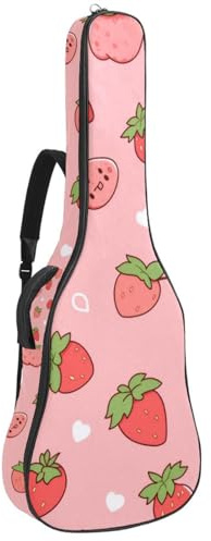 Universal Akustikgitarre Tasche 40/41/42 Zoll Wasserdicht mit Zubehörfach Rot Obst Muster, mehrfarbig, 42.9x16.9x4.7 in, Gitarrentasche
