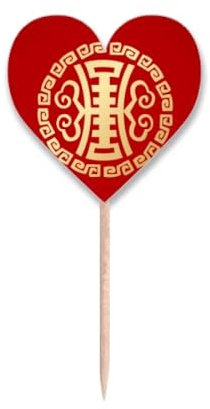 Palillos de dientes redondos de China con patrón de nube, palillos de dientes con etiqueta de corazón, palillos