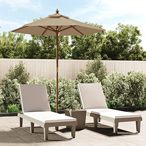 Juroupi Garden Parasol with Wooden Pole Taupe 196x231 cm,Sun Shading,Protective UV 30+,Garden Parasol,Parasol Garden Umbrella(SPU:363162)