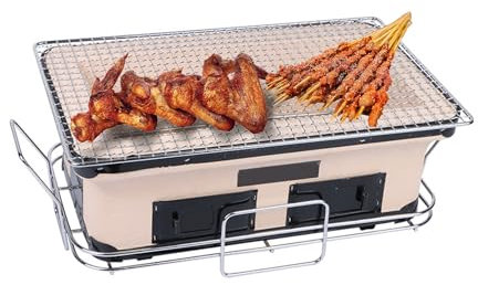 KELUNIS Parrilla del BBQ del Estilo Japonés,Parrilla De Barbacoa Japonesa Coreana Estufa De Cerámica Parrilla De Carbón Portátil Caja De Parrilla Reutilizable para Interiores Y Exteriores