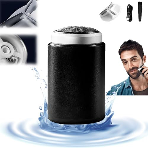 Newest Mini Portable Electric Shaver, 2024 Newest Upgraded Pocket Size Washable Electric Razor, Mini Portable Electric Shaver, IPX7 Waterproof, Cordless Rechargeable Travel Shaver (Black b)