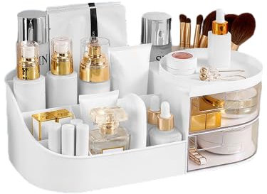 REFORUNG Organisateur de Maquillage Blanc Boîte de Rangement Maquillage Tiroir Organisateur en Plastique Makeup Organize pour Ranger Rouge à Lèvres et Cosmétiques- Blanc