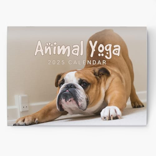 evelay 2025 A4 Funny Animal Yoga Calendar Month to View A3 When Open Wall Family Planner Home Office - Made in UK