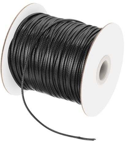 QUARKZMAN 44 Iarde 3mm Cordoncino in Poliestere Cerato Filo Cerato Nero | per Creazione Bracciali Collane Perline Creazione Gioielli Artigianato Fai Da Te