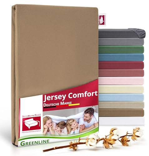 DecoHomeTextil Spannbettlaken, Taupe Braun 180-200x200 cm | Greenline Serie, Premium Jersey, 100% Baumwolle, Bettlaken, Spannbetttuch